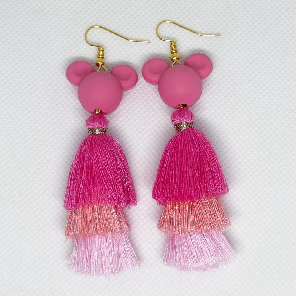 Handmade Mickey tassel earrings!!